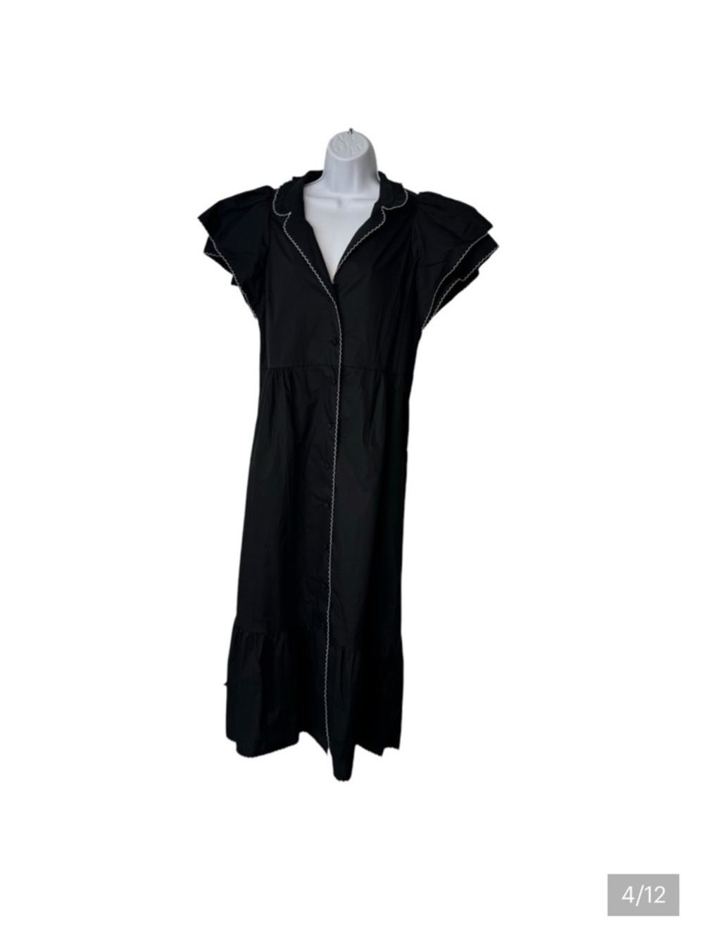 Tuckernuck Alice Black Ruffle-Sleeve Button-Front Midi Dress - Picture 4 of 9